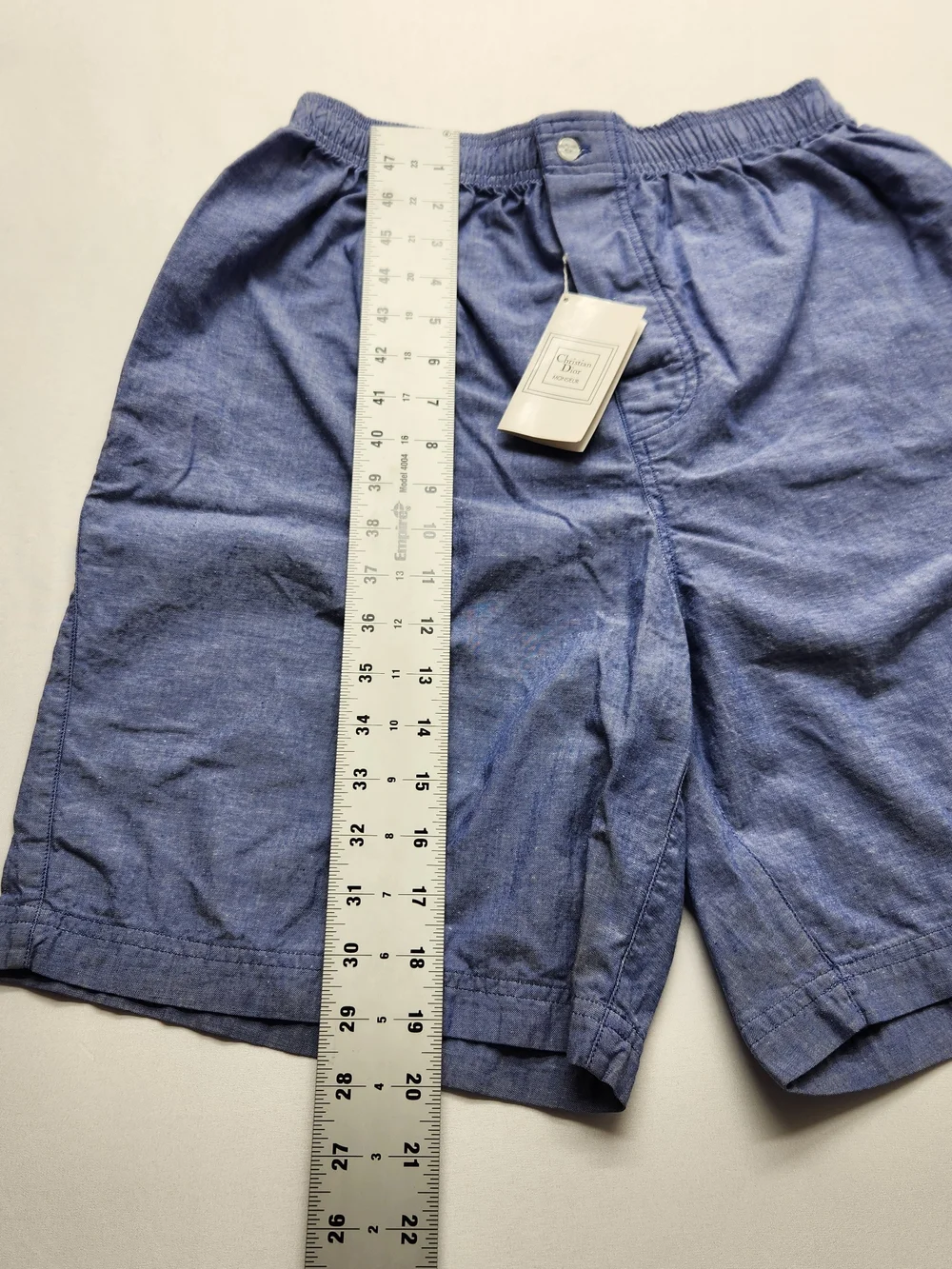 ⭐️NWT Vintage Christian Dior Monsieur Blue Chambray Boxer Lounge Shorts Size S/M